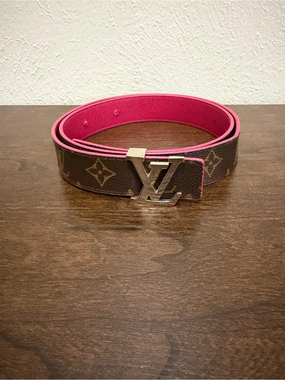 Louis Vuitton Monogram Belt with Pink Interior and LV Buckle